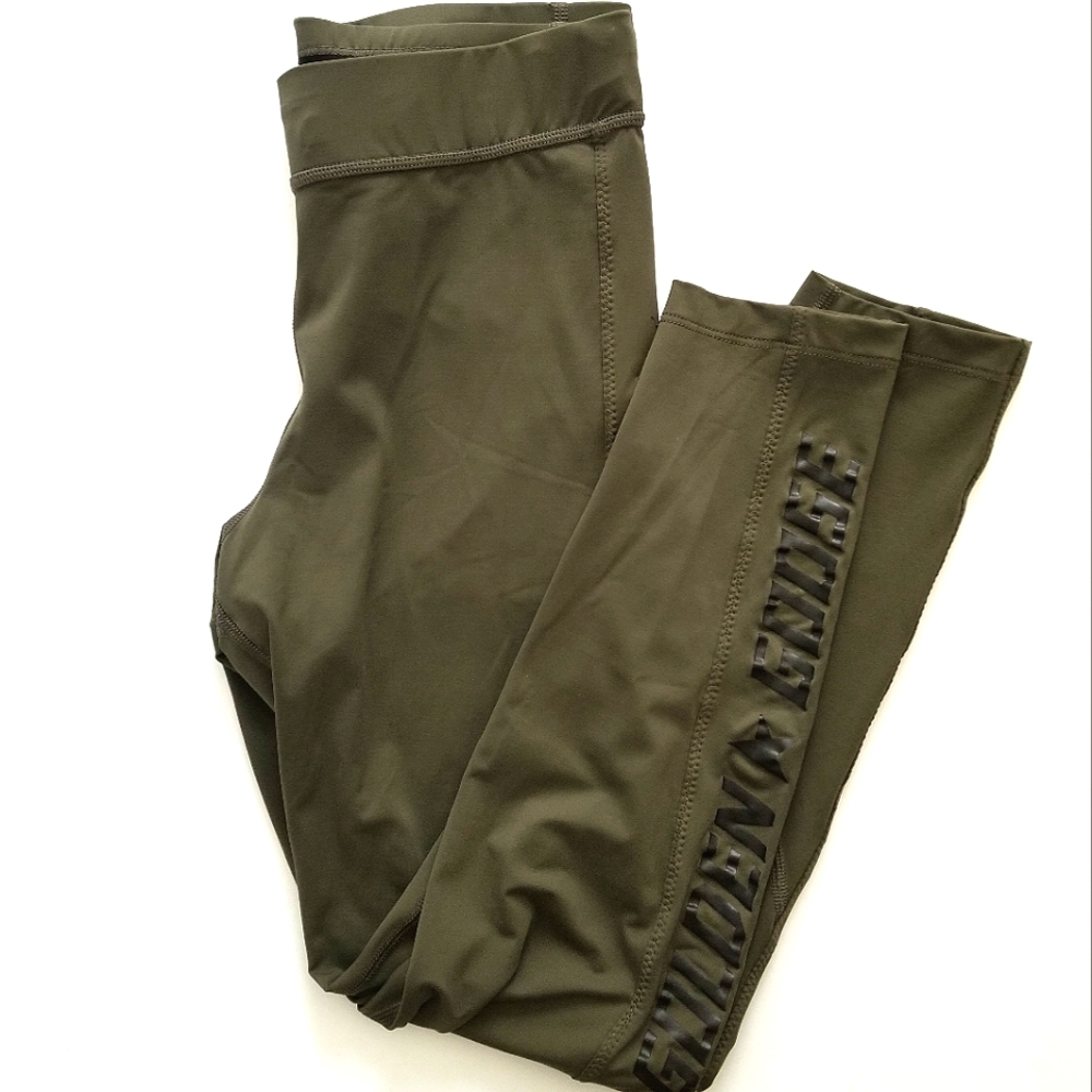 Golden Goose  Logo Leggings Size S Small Khaki Military Green - Picture 2 of 10